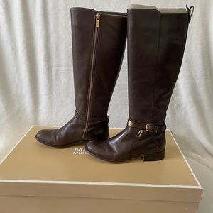 Michael Kors Arley riding boots brown leather